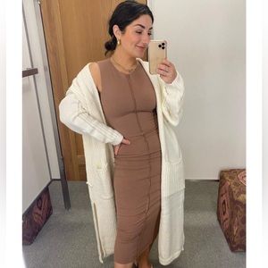 Topshop Cream Chunky Knit Long Cardigan